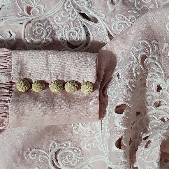 ZIMMERMANN Freja Embroidered Pink Linen Dress - Picture 8 of 9